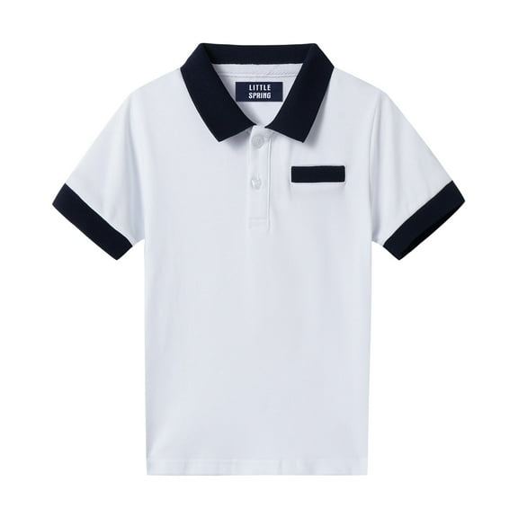 LittleSpring Toddler Boys Pique Polo Shirt, Uniform Shirts, Size 3T
