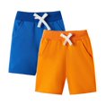 thumbnail image 1 of LittleSpring Toddler Boys Sweatshorts Gym Shorts 2T Boy Clothes Jersey Shorts 2 Pack Orange Royal Blue Track Shorts, 1 of 7