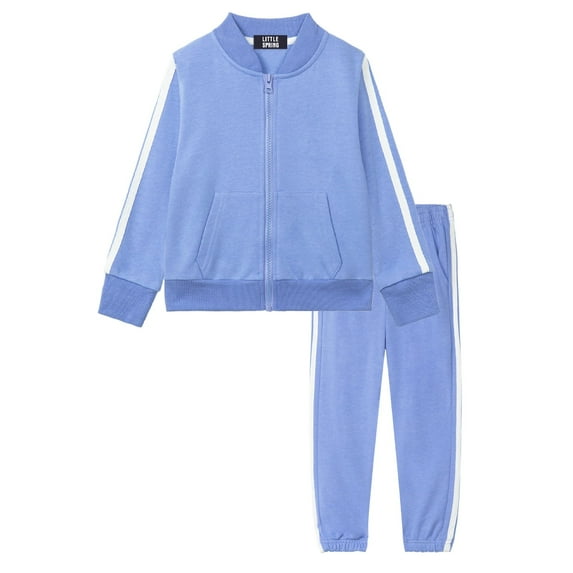 LittleSpring Toddler Boys Sweatsuits Cotton Zipper Jacket and Jogger Set Sky Blue 3T