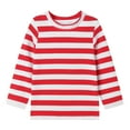thumbnail image 1 of LittleSpring Toddler Boys Tshirts Striped Color Block Long Sleeve Tee Shirt Casual Crew Neck Spring Fall Tops Red 3T, 1 of 6