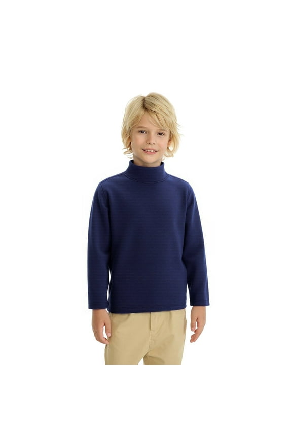 Boys Girls Fleece Turtleneck Shirts for Kids Thermal Tops Long Sleeve 2-14 Years