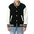 thumbnail image 1 of LittleSpring Toddler Boys Varsity Jacket for 4T Girls Bomber Jackets with Snap Quick Dry Casual Outerwear Black, 1 of 6