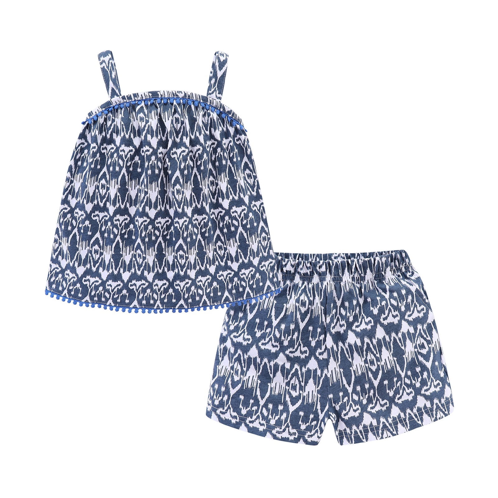 Royal Blue Designer Inspired Summer Girls Two-Piece Shorts - Set