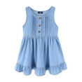 thumbnail image 1 of LittleSpring Toddler Girls Jean Dress Casual Summer Denim Sundress Cotton Ruffled Button Light Blue 2T, 1 of 7