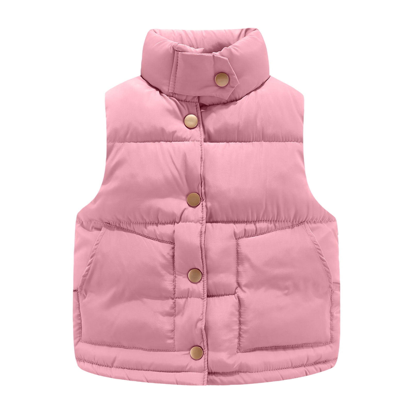 LittleSpring Toddler Girls Pink Puffer Vest Sleeveless Warm Jacket