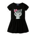 thumbnail image 1 of LittleSpring Toddler Girls Short Sleeve Dress Summer Clothing Casual A-Line Crew Neck Cute Cat Prints Black Size 7-8, 1 of 7