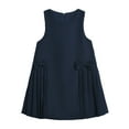 thumbnail image 1 of LittleSpring Toddler Girls Sleeveless Dress School Uniform Jumper Dress Navy Blue Pleated Hem 4T Back Zipper Cotton Round Bows Fashion, 1 of 6