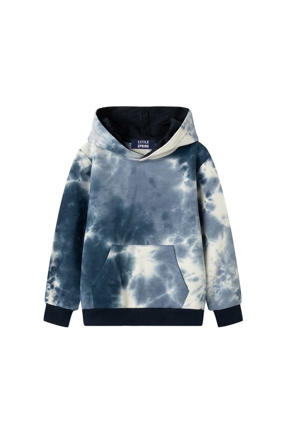Toddler Hoodies Boys Tie Dye Sweatshirt with Hood Long Sleeve Cotton Pullover Tops Blue 3T