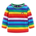 thumbnail image 1 of LittleSpring Toddler Long Sleeve Tshirt for Boys Girls Rainbow Stripe T-Shirt 5T Pullover Basic Tops Crew Neck, 1 of 6