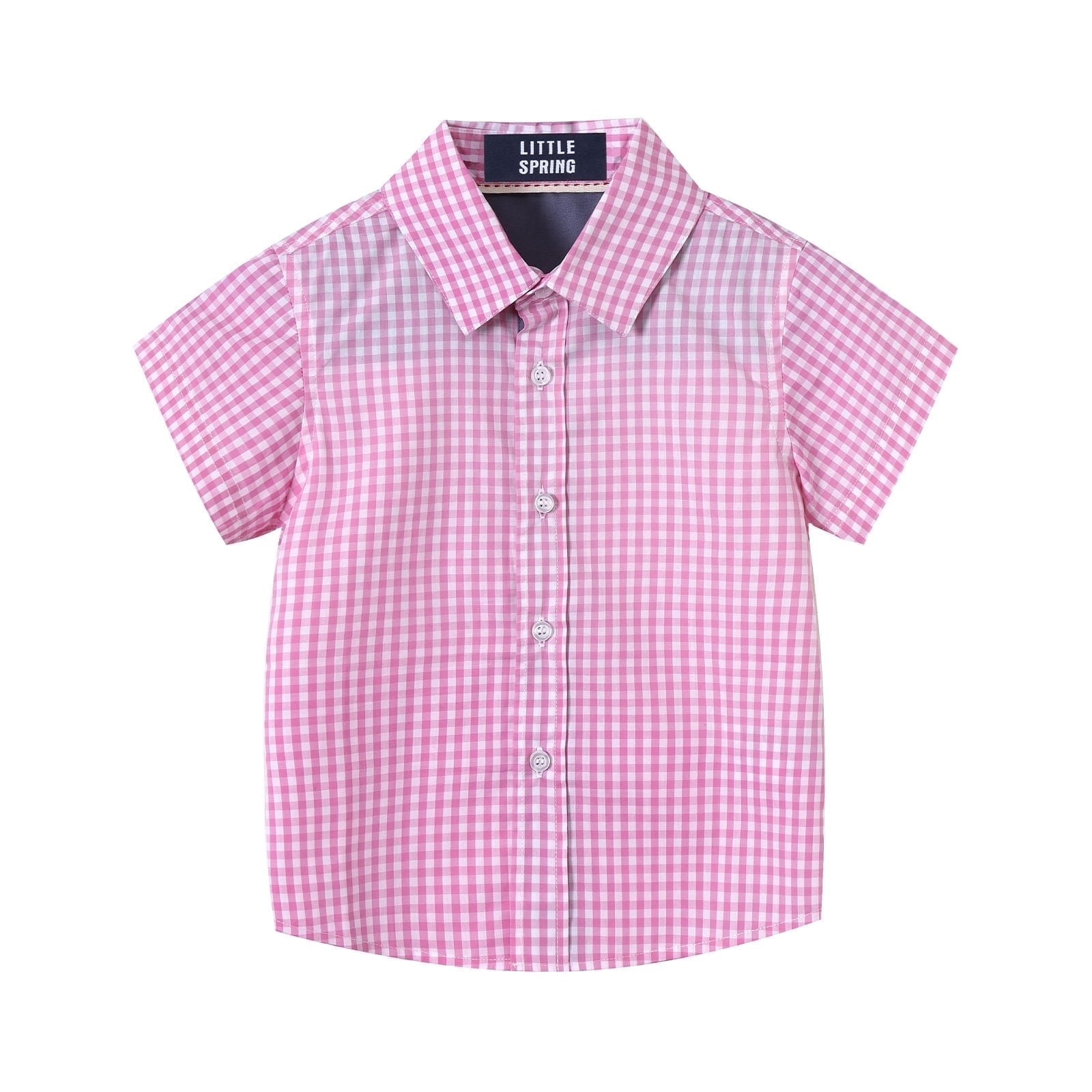 LittleSpring Toddler Plaid Shirt for Boys Dress Shirts Short Sleeve ...