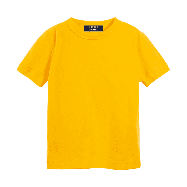 LittleSpring Toddler Short Sleeve T Shirts Girls' Cotton Crew Neck Basic Tees Soft Casual Solid Yellow 2T
