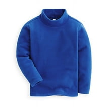 LittleSpring Toddler Turtleneck Shirt Boys Fleece Shirt 2T Blue Thermal T Shirts Mock Neck Long Sleeve Tops Soft