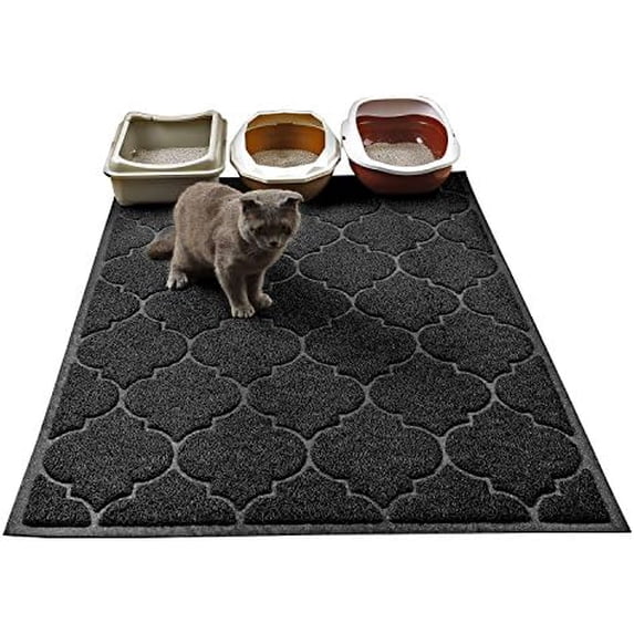 LittleTiger Cat Litter Mat, XL Super Size, Phthalate Free, Easy to Clean, 46x35 Inches, Durable, Soft on Paws, Large Litter Mat. Black