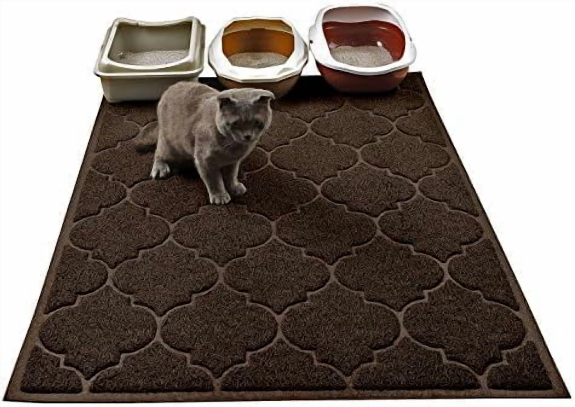 LittleTiger Cat Litter Mat, XL Super Size, Phthalate Free, Easy to Clean, 46x35 Inches, Durable, Soft on Paws, Large Litter Mat. Brown