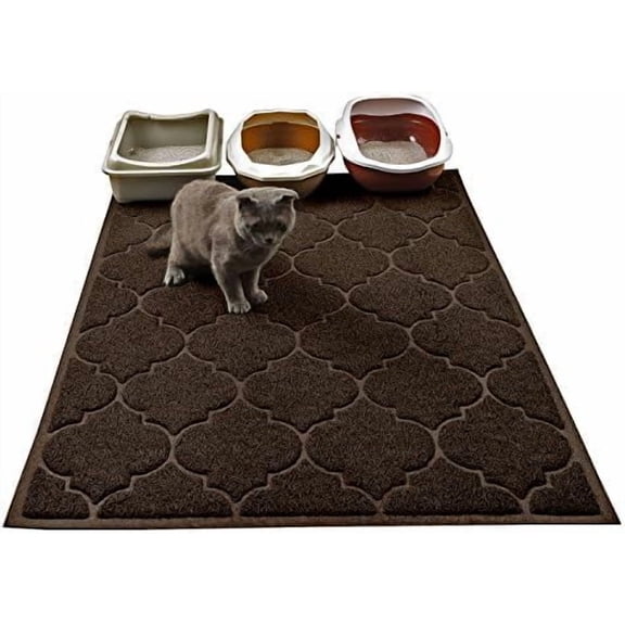 LittleTiger Cat Litter Mat, XL Super Size, Phthalate Free, Easy to Clean, 46x35 Inches, Durable, Soft on Paws, Large Litter Mat. Brown
