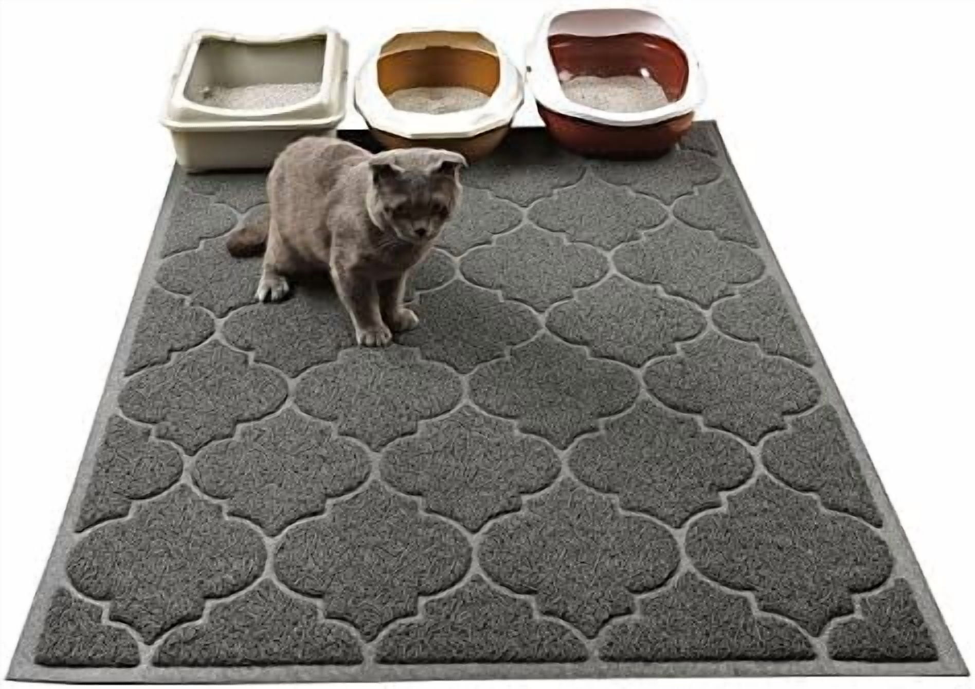 LittleTiger Cat Litter Mat, XL Super Size, Phthalate Free, Easy to Clean, 46x35 Inches, Durable, Soft on Paws, Large Litter Mat. Grey