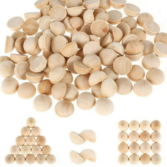 Littleduckling 100pcs Half Wooden Beads Unfinished Half Round Wooden Balls Split Wooden Balls Mini Half Wooden Craft Balls Craft Supplies for DIY Projects Kids Arts Wooden Ornaments (Natural Color)