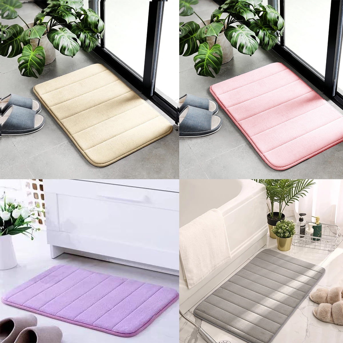 Littleduckling Memory Foam Bath Mats Anti Slip Soft Absorbent Bathroom ...