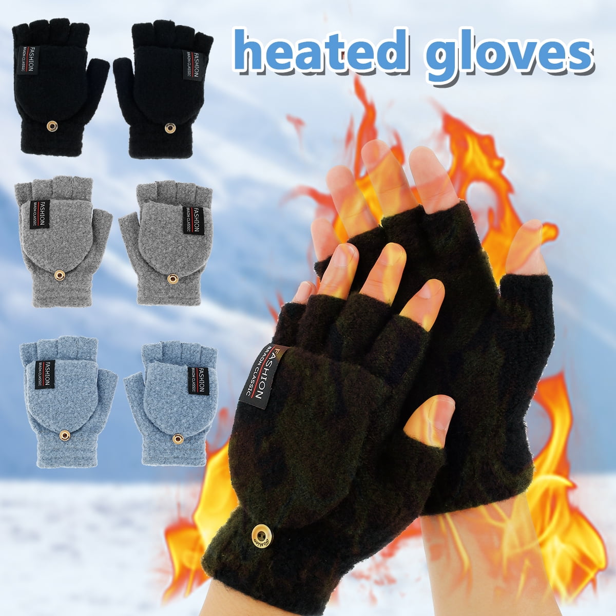 Littleduckling USB Heated Gloves 5V Low Voltage Electric Thermal Mitten  Gloves Full & Half Hands Heated Gloves Knitting Fingerless Heating Hands  Warmer for Working Cycling Running 