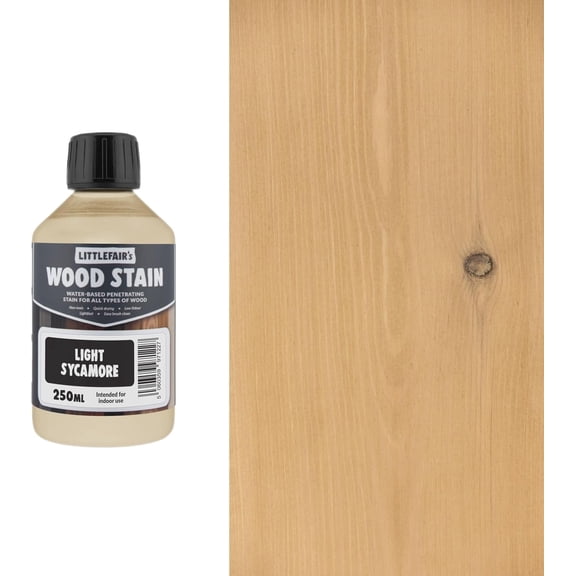 Littlefair's Wood Stain Water Based - 8.5oz/250ml - Indoor Furniture Stain Light & Dark Finishes - Special Non Toxic & Eco Friendly Formula - Wood Stain for Crafts - Color: Light Sycamore