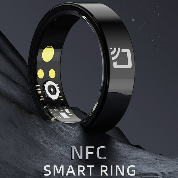 Littlefat 2025 Ceramic NFC Smart Ring, Unisex Ultra-Thin Bluetooth Ring with Sleep Tracking, NFC Access Control, Step Counter, IP68 Waterproof, Compatible with Android & iPhone (Size 8)