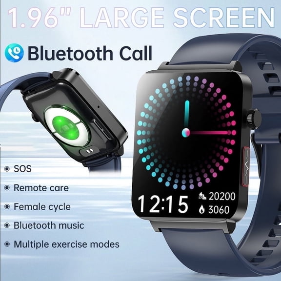 Littlefat Smart Watch for Men and Women, 1.72" Touchscreen, Fitness Tracker with Sports Modes, Waterproof, Bluetooth 5.1, Compatible with Android and iOS (Black and Blue)