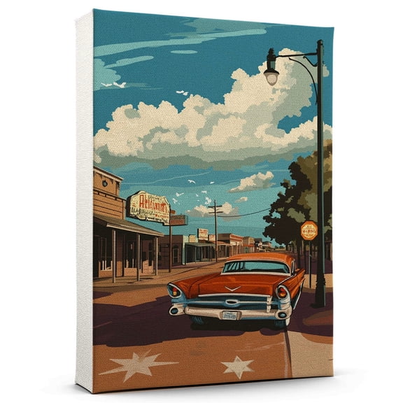 Littlefields Vintage Travel Canvass, Texas Canvas Wall Art, Littlefields Canvas Wall Art, Texas Wall Art Picture Print Decor - 105AZ778