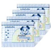 Littleforbig Adjustable Hook-and-Loop Fastener Closure Adult Printed Cloth Back Diaper 40 Pieces (4 Packs) - Little Blue BabyFur (Medium 28"-38")