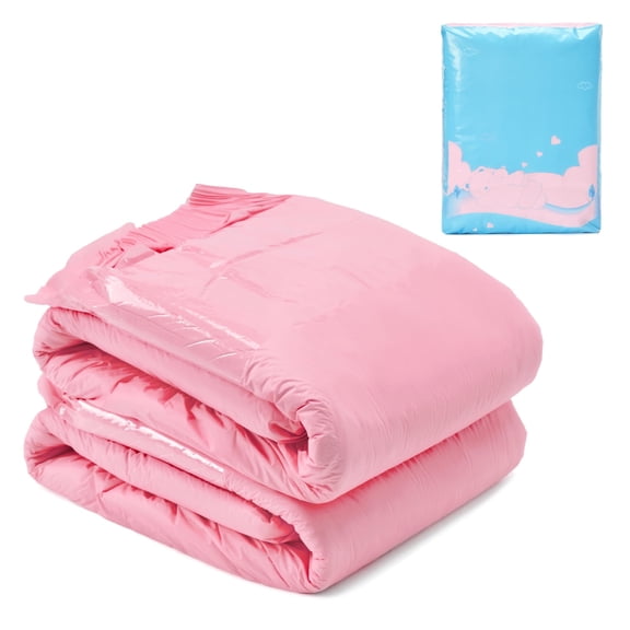 Littleforbig Adjustable Tapes Adult Diaper 2 Pieces - ABDry Ultra Absorbent Diapers Pink (Medium 28"-38")