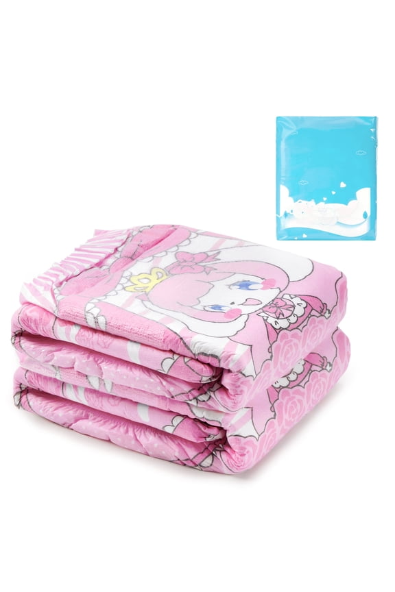 Adjustable Velcro Closure Adult Printed Cloth Back Diaper 2 Pieces - Little Beauty (Medium 28"-38")