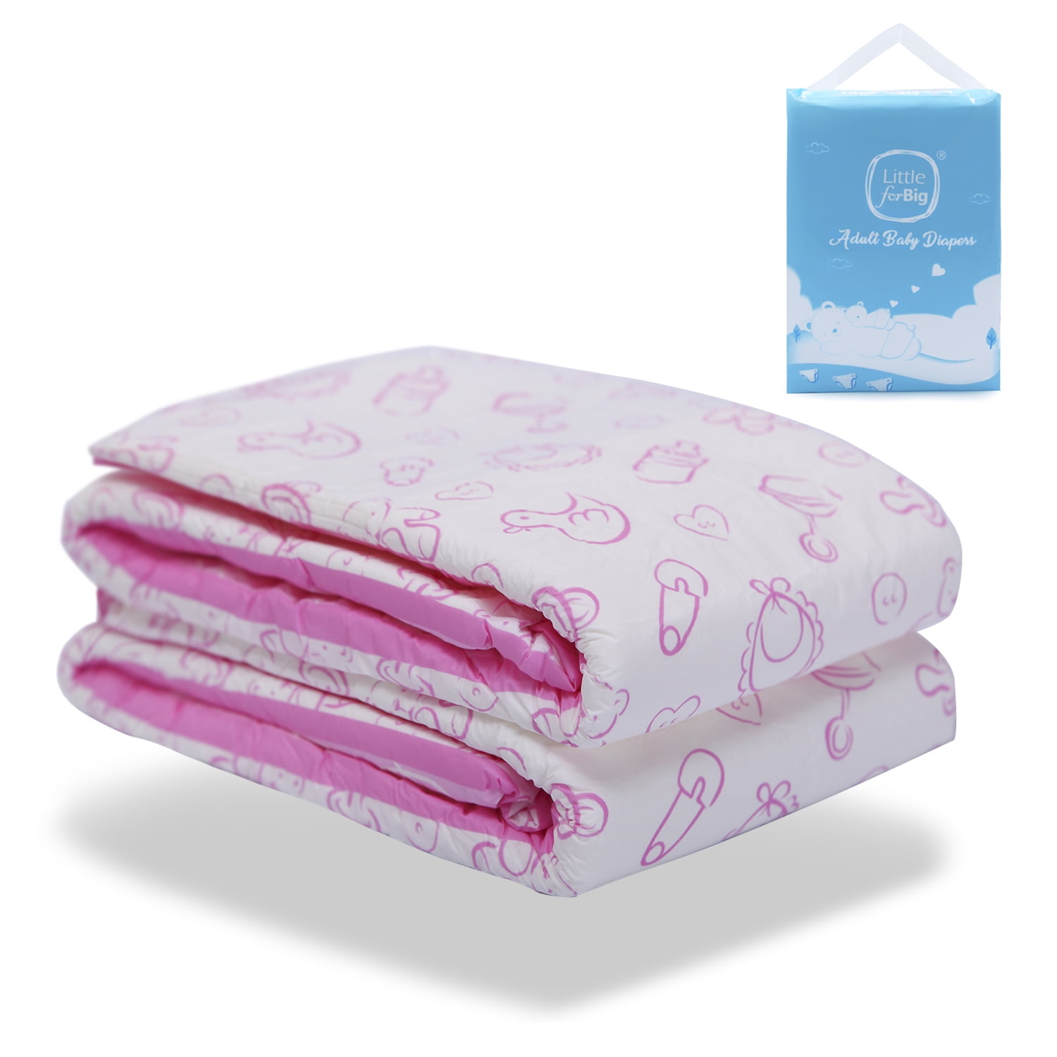 Couches Adultes LittleForBig - Lot De 10 - Taille M Et L - Absorption Haute Capacité - Bandes Réutilisables - Protection Anti-fuites