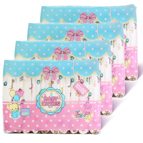 Littleforbig Adult Printed Diaper 40 Pieces (4 Packs) - Baby Cuties (X-Large 48"-56")
