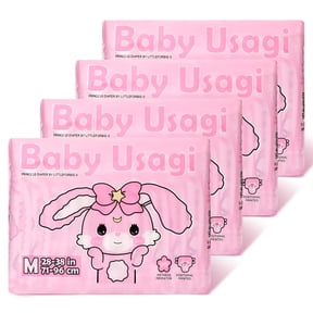 Littleforbig Adult Printed Diaper 40 Pieces (4 Packs) - Baby Usagi (Medium 28"-38")