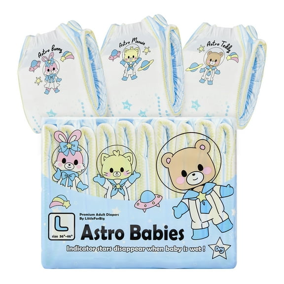 Littleforbig Astro Babies Adult Diaper 10 Pieces (X-Large 48"-56")