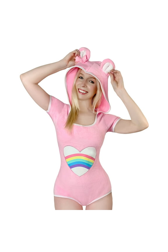 Cotton Romper Onesie Pajamas Bodysuit - Teddy Bear Onesie Pink X-Large