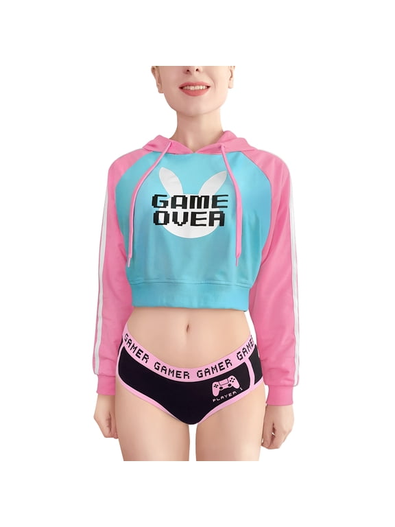 Cropped Hoodie Jacket Women's Female Casual Bunnywatch Cosplay Gaming 2X-Large