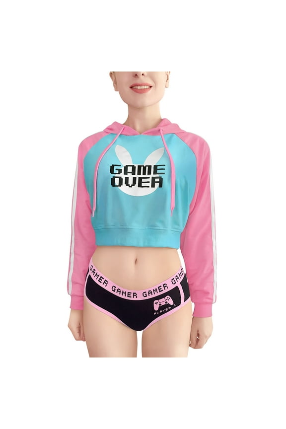 Cropped Hoodie Jacket Women's Female Casual Bunnywatch Cosplay Gaming 4X-Large
