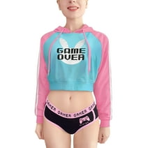 Littleforbig Cropped Hoodie Jacket Women's Female Casual Bunnywatch Cosplay Gaming Large