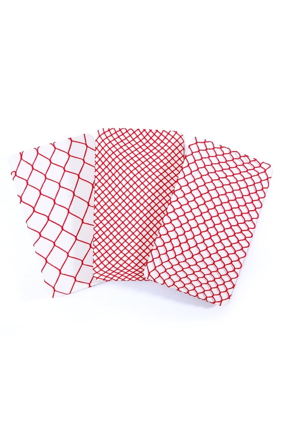 High Waist Tights Fishnet Mesh Net Stockings 3 Pairs Red