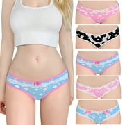 Littleforbig Panties Set Bedtime Bunny Pattern Women Briefs 5 Pack Medium