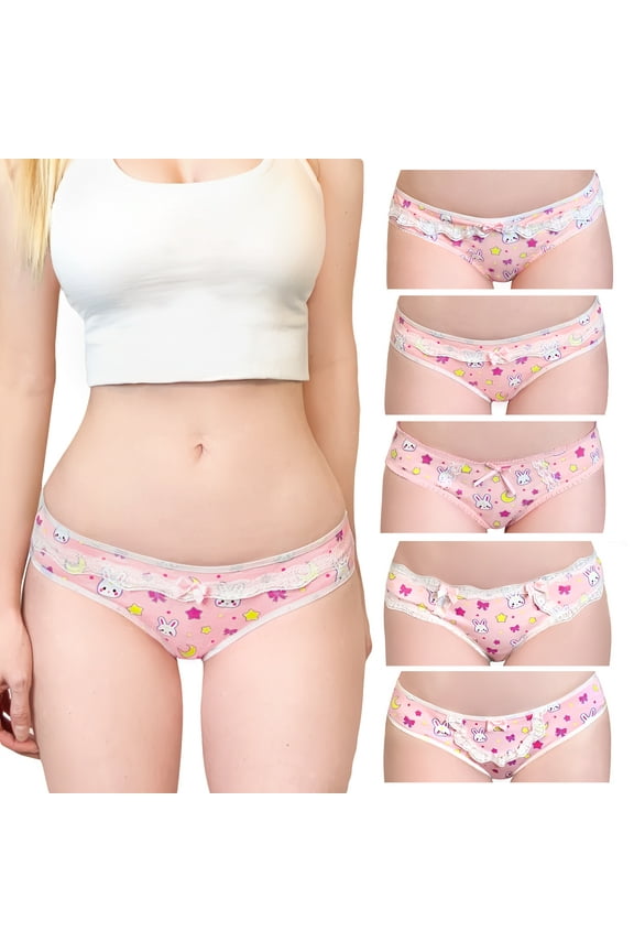 Panties Set Usagi Pattern Women Underwear 5 Pack X-Small