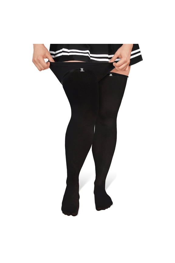 Plus Size Thigh High Cosplay Over the Knee Soft Silk Stockings Black