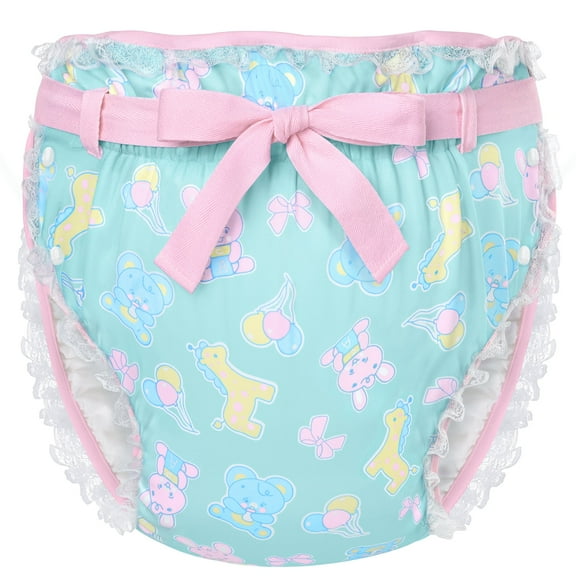 Littleforbig Silky Adult Ribbon Omutsu Diaper Wrap Cover Washable Adjustable Reusable Waterproof - Baby Parade Repeating Pattern M