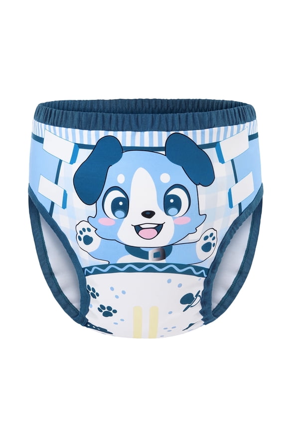 Soft Silky Underwear Comfortable Washable Reusable Adult Training Pants - Little Blue L