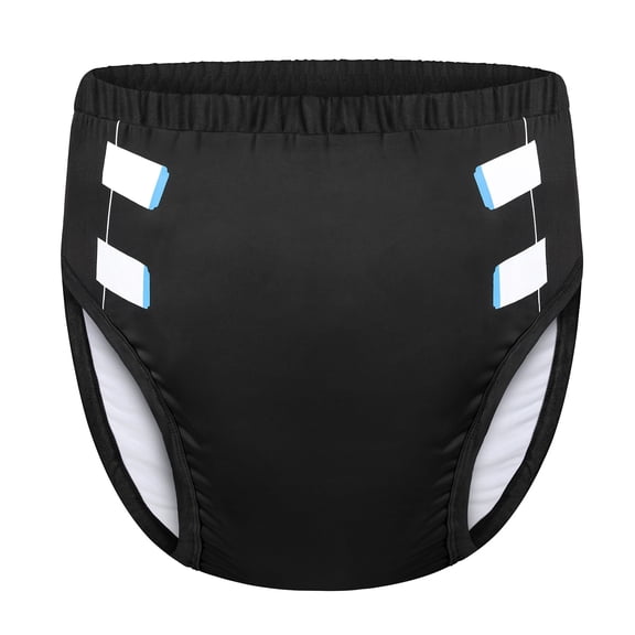 Littleforbig Soft Silky Underwear Comfortable Washable Reusable Primary Comfort Cloth Adult Training Pants Black S