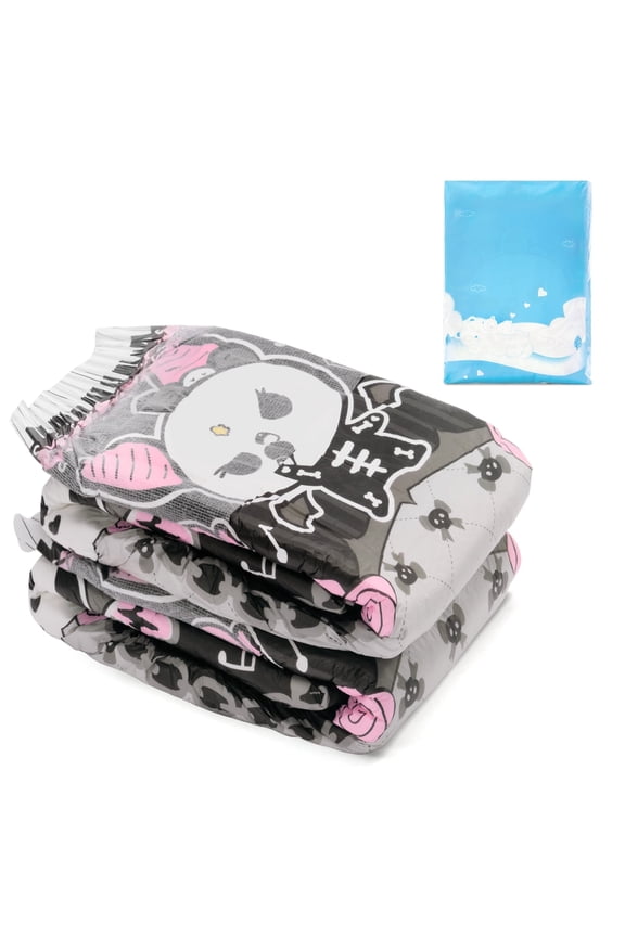 Ultra Absorbent 7000 mL Adult Printed Diaper 2 Pieces - Goth Brat (Large 36"-48")