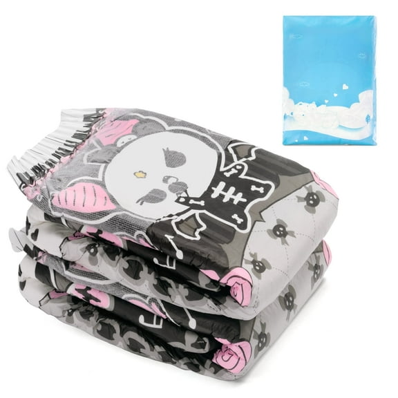 Littleforbig Ultra Absorbent 7000 mL Adult Printed Diaper 2 Pieces - Goth Brat (Medium 28"-38")