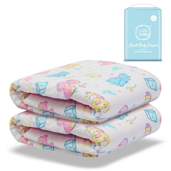 Littleforbig Vintage Baby Adult Diaper 2 Pieces Sample Pack (Medium 28"-38")