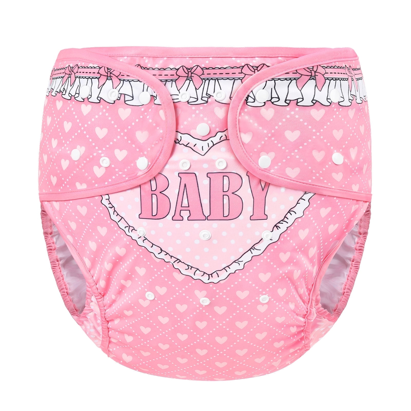Littleforbig Washable Adjustable Reusable Waterproof Cloth Adult Diaper Wrap Cover One Size - Blushing L