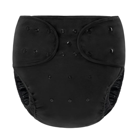 Littleforbig Washable Adjustable Reusable Waterproof Primary Comfort Cloth Adult Diaper Wrap Cover One Size Black